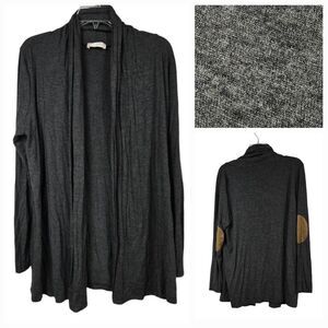 Altar'd State Charcoal Elbow Patch Open Front Cardigan Women's Knit Long Sleeve